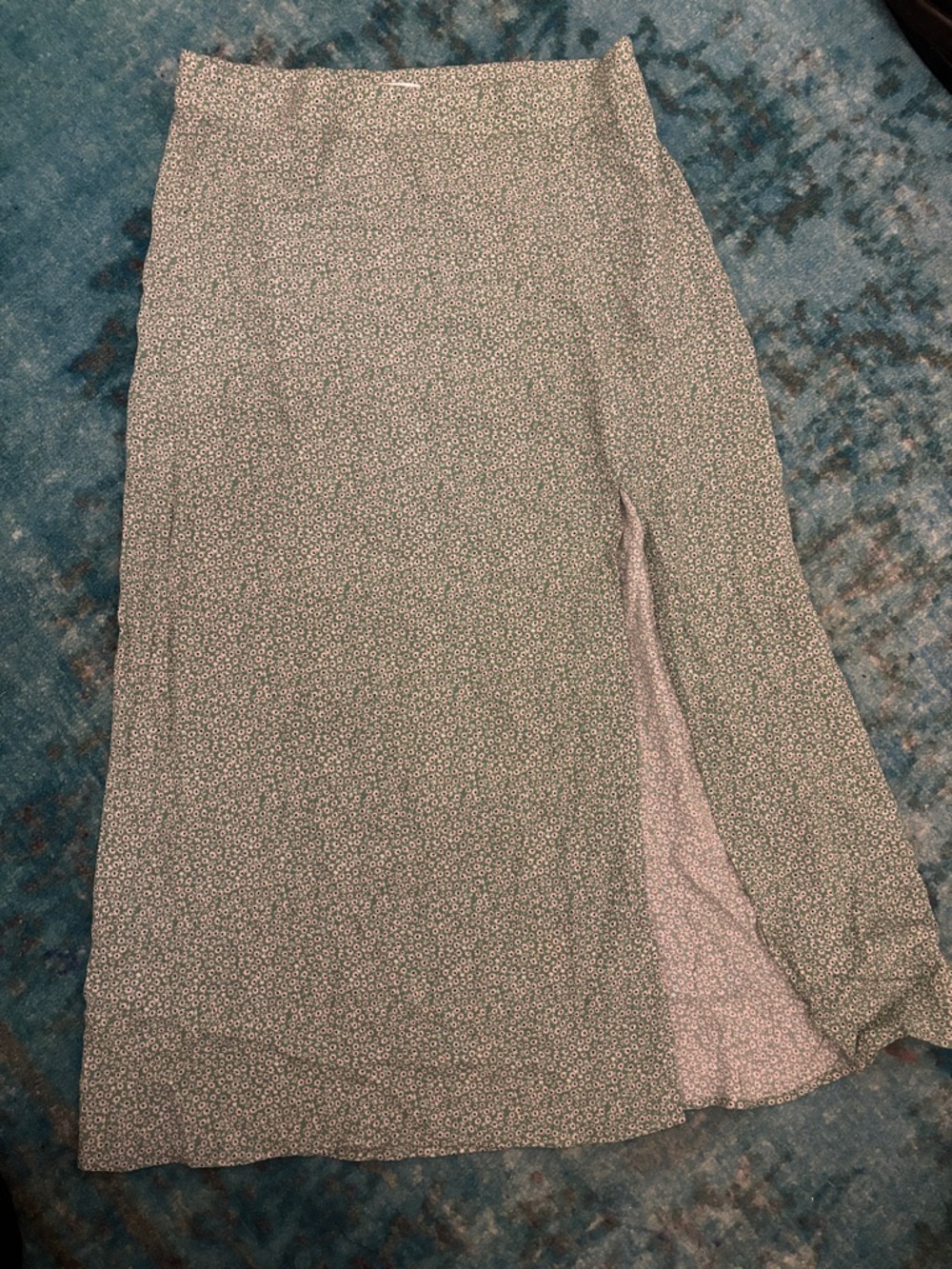 H&M Green Floral Midi Skirt